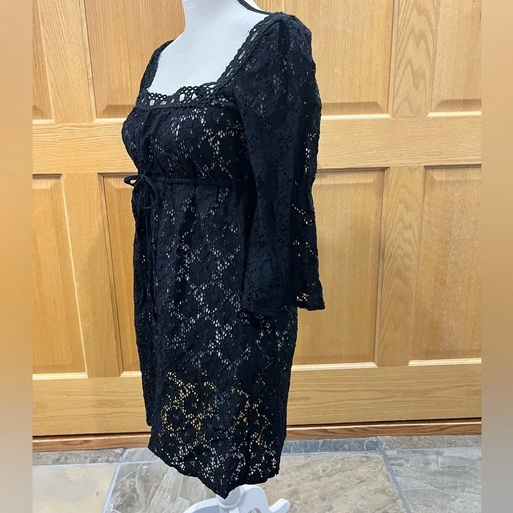 Laundry Black Lace Square Neck Swimsuit, cover-up Size Small